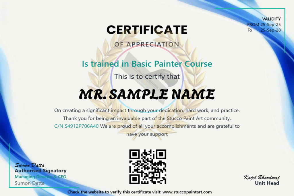 Stucco Paint Art Certificate